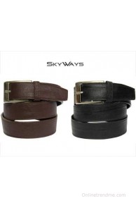 SkyWays Men Formal, Casual Black, Brown Genuine Leather Belt(Black-02)
